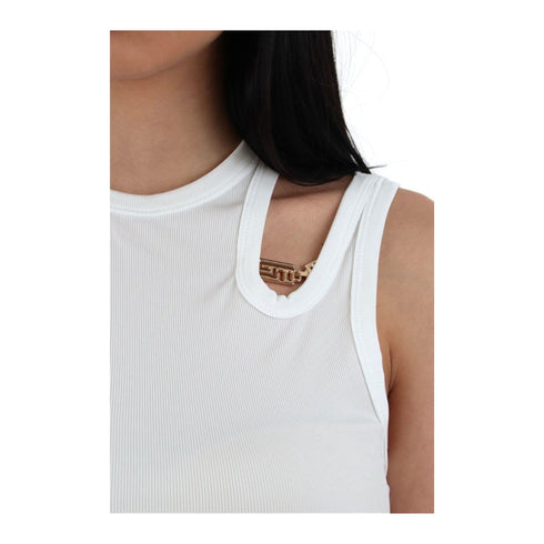 GAELLE Canotta Canotta Donna logo metallico Bianco - Francavilla Moda